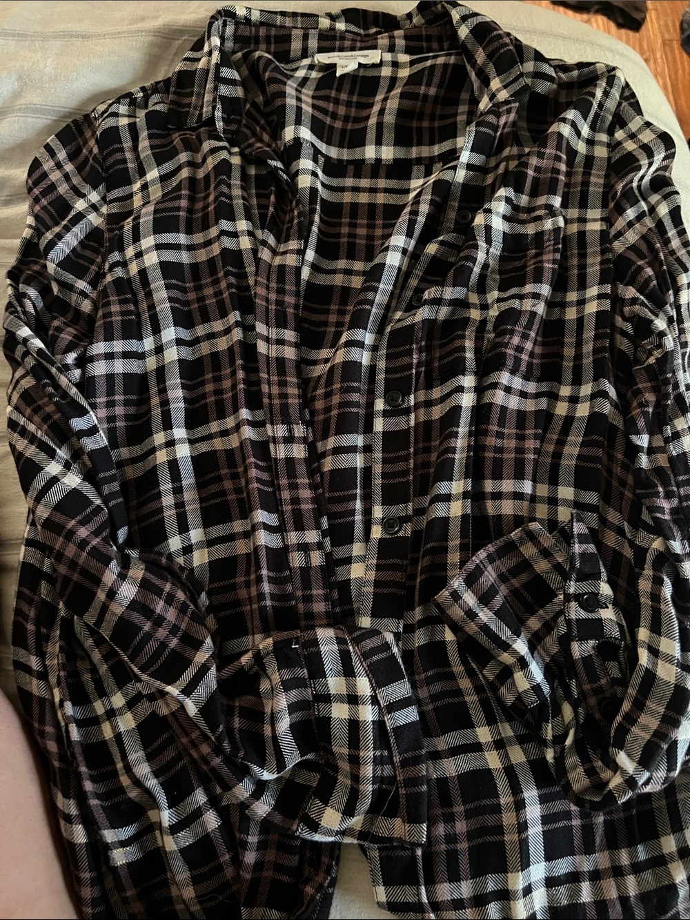 5/$10 item Plaid Button-Front Women's Shirt Jacket in Black and Brown